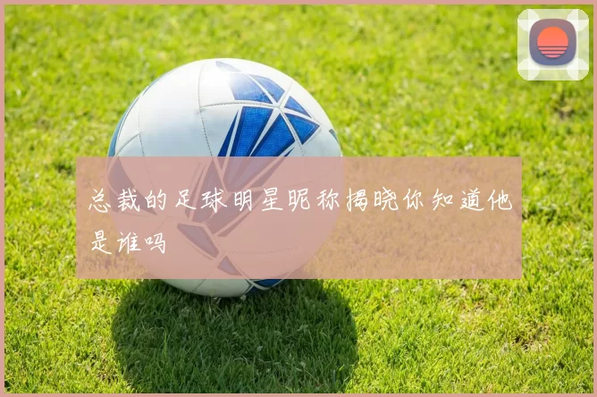 总裁的足球明星昵称揭晓你知道他是谁吗